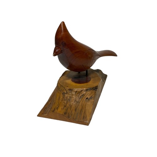 One Of A Kind Cardinal Bird Wood Carving - Picture 4 of 8