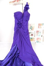 Womens evening dress long maxi purple one shoulder bridesmaid strapless wedding