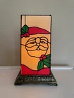 Christmas Stained Glass Santa Light Lamp Vintage Holiday Decor 7.5”