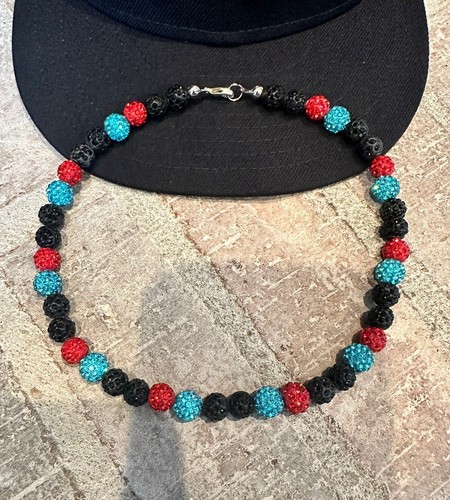 Atlanta Braves Acuña Rhinestone Necklace – Crystal Iced Disco Ball Beaded Baseball Jewelry