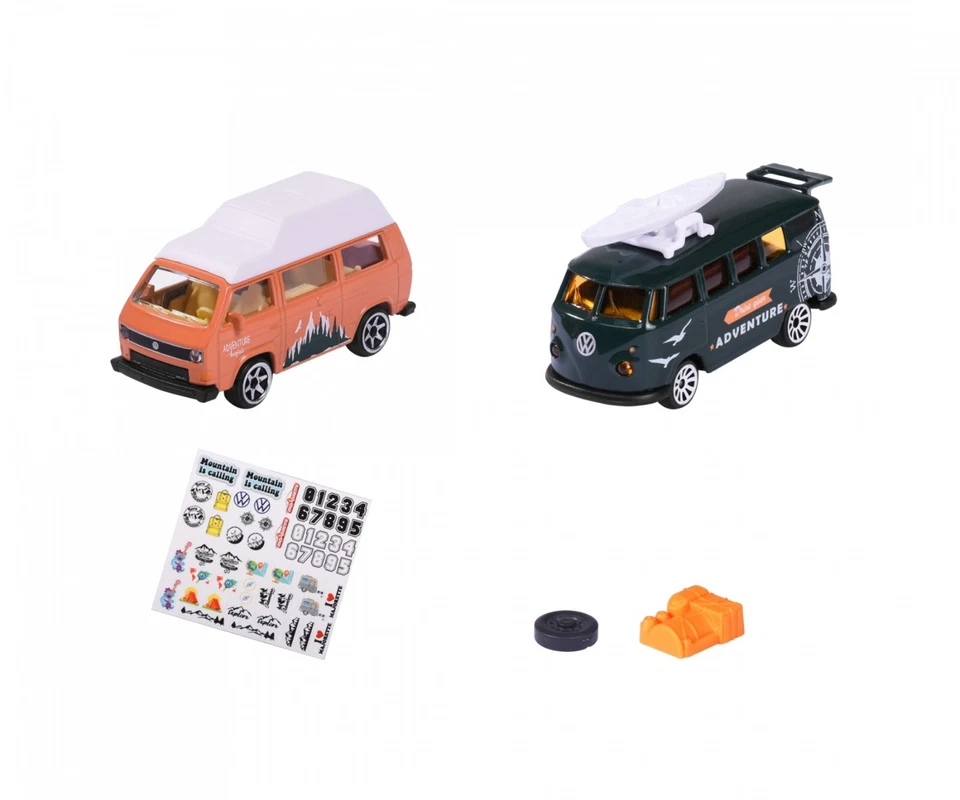 Majorette Model Car Volkswagen The Originals Twin Set Adventure VW T1 + VW T3 - Immagine 2 di 4