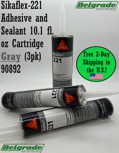Sikaflex-221 Adhesive and Sealant 10.1 fl. oz Cartridge Gray (3pk) 90892