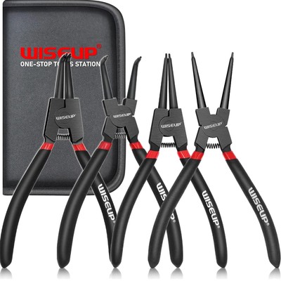 Durable Circlip Pliers 170 mm, Non-slip Carbon Steel Maintenance Tools (4er Set)