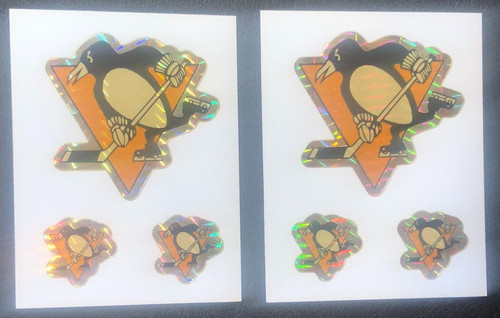 (6)x Pittsburgh Penguins Vintage NHL Hockey Team Logo Hologram Card Stickers