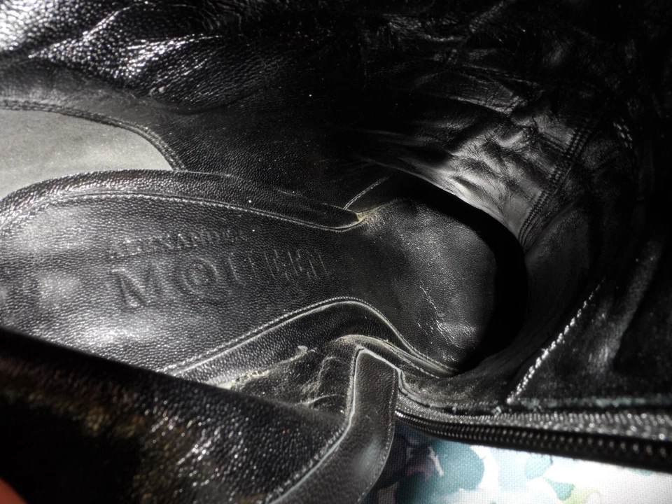 Alexander McQueen Black Lamb Leather Studded Ankle Boots Size 37 1/2B - Image 3 of 4