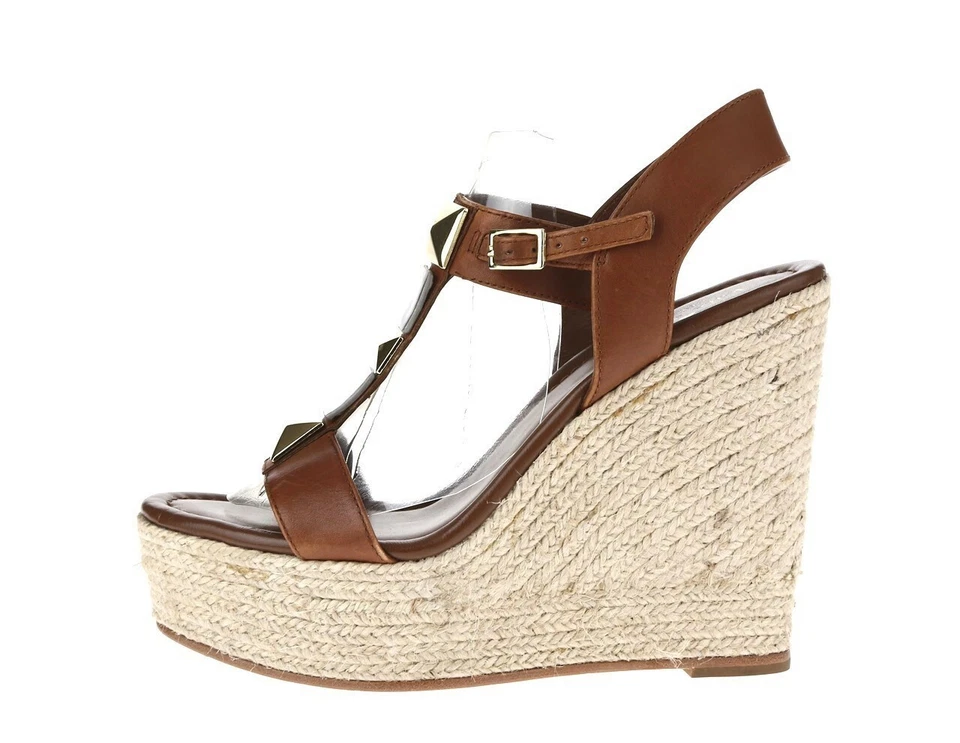 Sandalias de tacón alto Kate Spade de cuero marrón con correa al tobillo para mujer talla 7,5 nuevas Foto 2 de 4