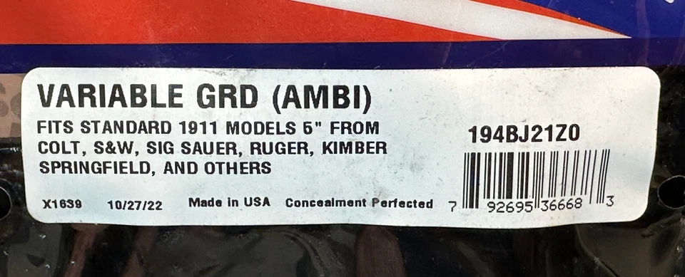 Desantis Variable GRD Leather OWB Holster, Black, AMBI | FITS: 1911 5" Barrel - Image 4 of 4