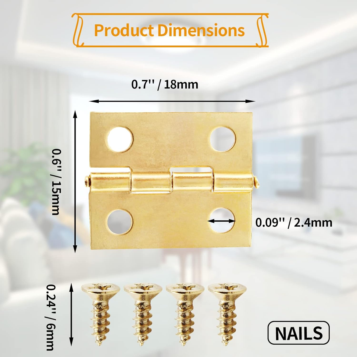 30 Pcs Small Hinges,18 x 15 mm Retro Brass Hinge Miniature Hardware 180
