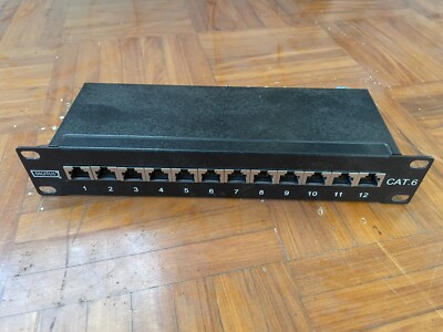 DIGITUS Cat.6A Patch Panel geschirmt 12-Port 1HE 10'' Rack Mount schwarz RAL 9005