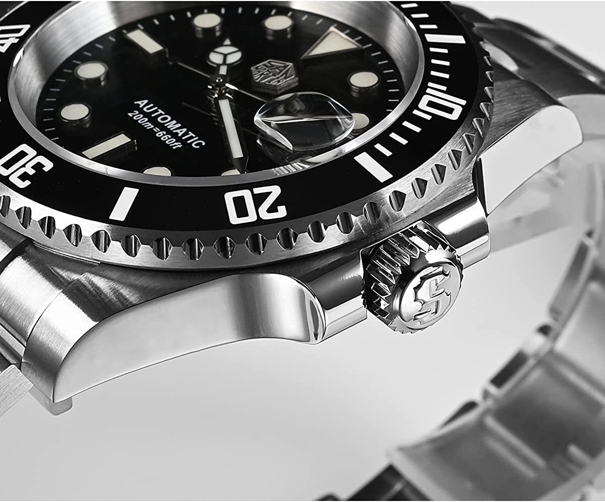 San Martin SN017-G Black Automatic Diver Watch Seiko NH35