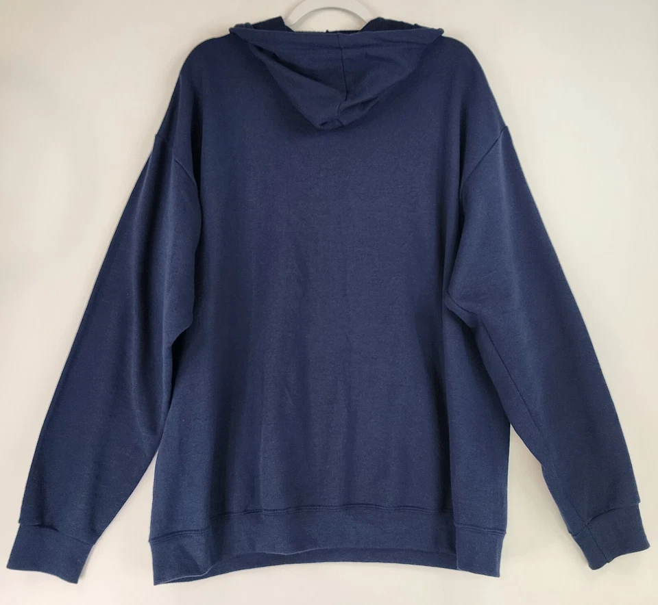 Fruit Of The Loom Hoodie Mens XL Blue Pockets Classic Casual Preppy Sweatshirt - Image 2 of 4