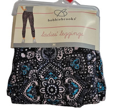 Bobbie Brooks Women's Sueded Ankle Leggings LARGE Blue Pink Print New