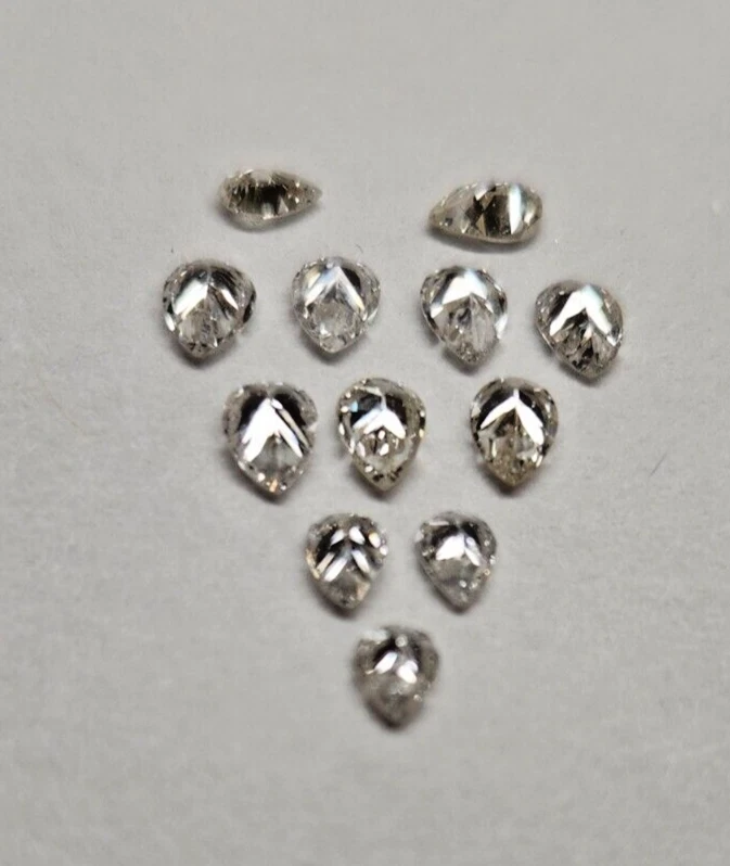 GENUINE, NATURAL PEAR SHAPED DIAMONDS! 12 STONES 1.82CT  t.w. - Image 3 of 4
