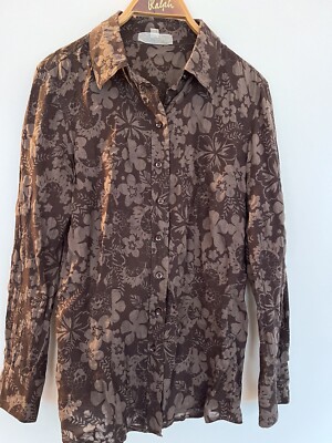 Dunkelbraune Bluse von Verse geblümt 100% Baumwolle Größe 38
