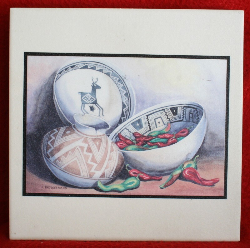 Karen Brueggemann Signed Tile 7-3/4" x 7-3/4"  ARTiles by ARTCO Southwestern