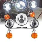 7" LED Headlight Passing Lights Bar For Harley Fatboy Heritage Softail Deluxe