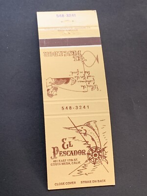 Vintage California Matchbook  El Pescador  Costa Mesa