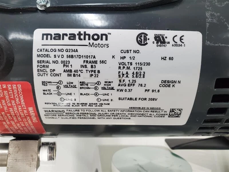 Marathon Motors S V D 5617D11017A 1/2 HP, 115/230V 1 Phase Motor 1725rpm - Image 2 of 4