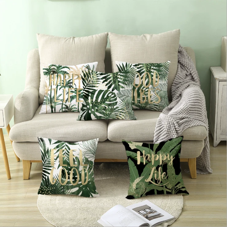 Green leaf cushion covers cheap