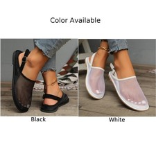 Casual Womens Mesh Mules with Closed Toe and Flat Bottom for Daily Wear