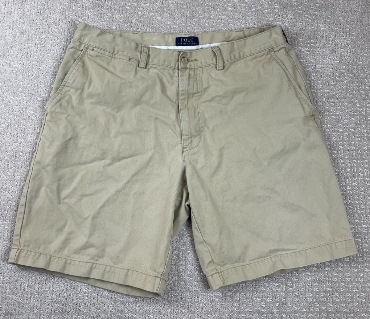 Polo Ralph Lauren Shorts Mens Size 36 Chino Beige Cotton Twill Flat Front Golf
