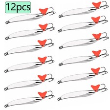 12pcs Metal Spinner Spoon Lures Trout Fishing Lure Hard Bait Sequins Spinnerbait