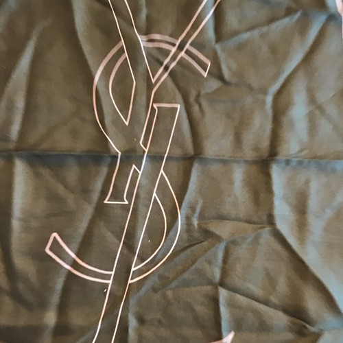Vtg Yves Saint Laurent YSL 100% Silk Designer Scarf Paris 18” Olive Green, $49 - Photo 2