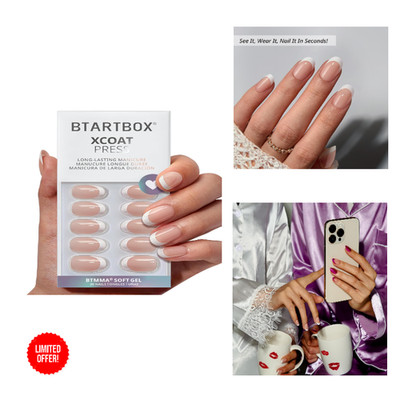 BTArtbox Press On Nails Kurz Oval Weiße French Tips 15 Größen 30 Stück