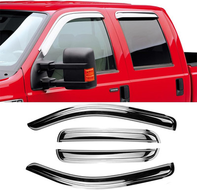 Chrome Side Wind Vent Deflector Sun Rain Guards Set Fit for 02-08 Dodge Ram 1500