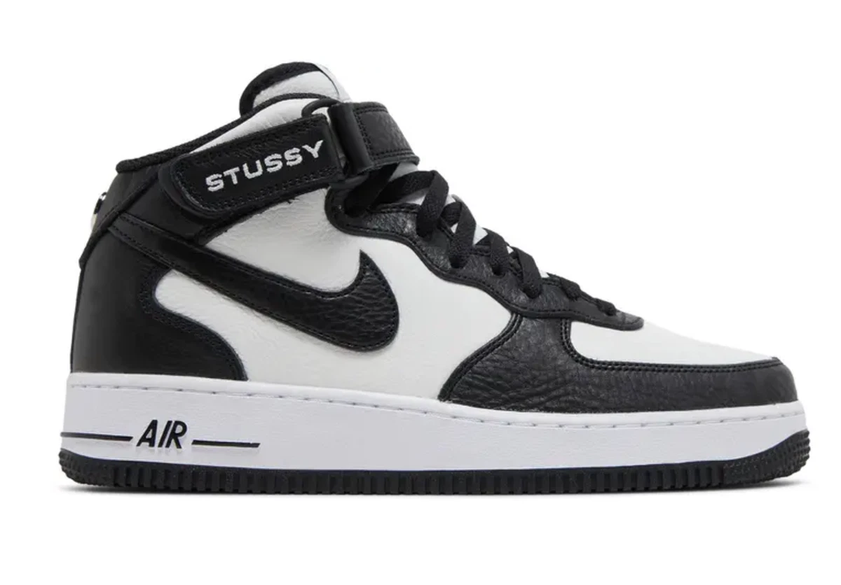 Nike Stussy x Air Force 1 Mid Black White for Sale | Authenticity