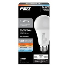 Feit Electric 3-Way A19 LED Light Bulb, 50/75/150W 150W LED, White