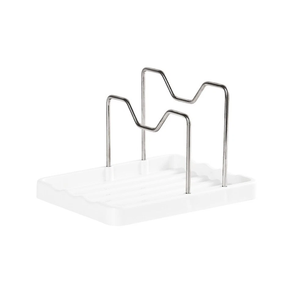 Organizador de cozinha aço inoxidável duas fileiras tampa de panela rack para utensílios e tampas - Imagem 2 de 4