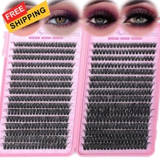 640 Pcs D Lash Clusters, Eyelash Clusters Individual 60D+80D, Pink 