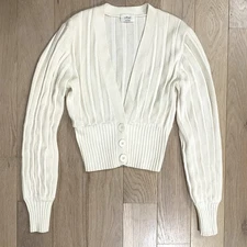 Aritzia Wilfred Plunge Front Cardigan Sweater Size Small Light Birch Merino Wool