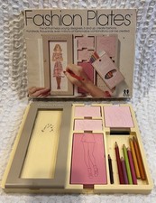 Vintage 1978 Tomy Fashion Plates Set - Missing Holder Has Crayon w/ Box