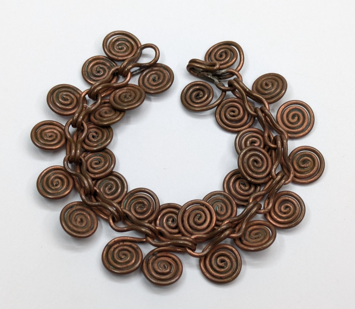 Vintage Twisted Coiled Solid Copper Loops Stateme… - image 1