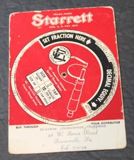 Vintage Starrett Tools Fraction/Decimal Wheel  Slide Paper Calculator 1952