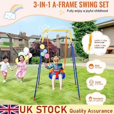 3-in-1 Foldable Toddler Swing Set with Safety Harness Indoor/Outdoor