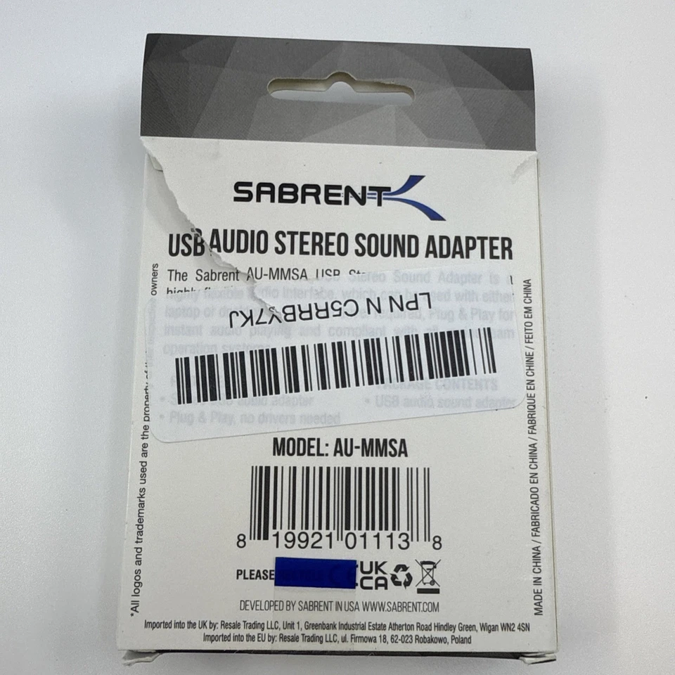 SABRENT USB External Stereo Sound Adapter for Windows & Mac Plug and Play - Image 2 of 4