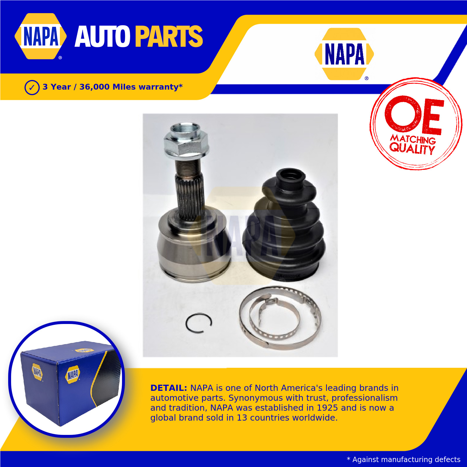 CV Joint Front Outer NCV1271 NAPA C.V. Driveshaft 46307886 1603067 95515296 New - Image 4