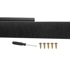 Door Brush Sweeps 1.97" x 47.24", Door Sweep for Bottom of Door, Black/Black