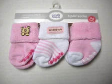 Socks W/Grippers, Girl, 3 Pack by Luvable Friends, Socks Size 0-6 Months, New