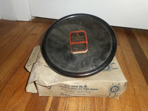 RARE NOS Vintage K-D Lamp 106 MH Evalast Semon Bache NY Copper Back Truck Mirror