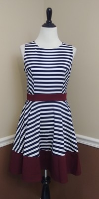 blue and white skater dress