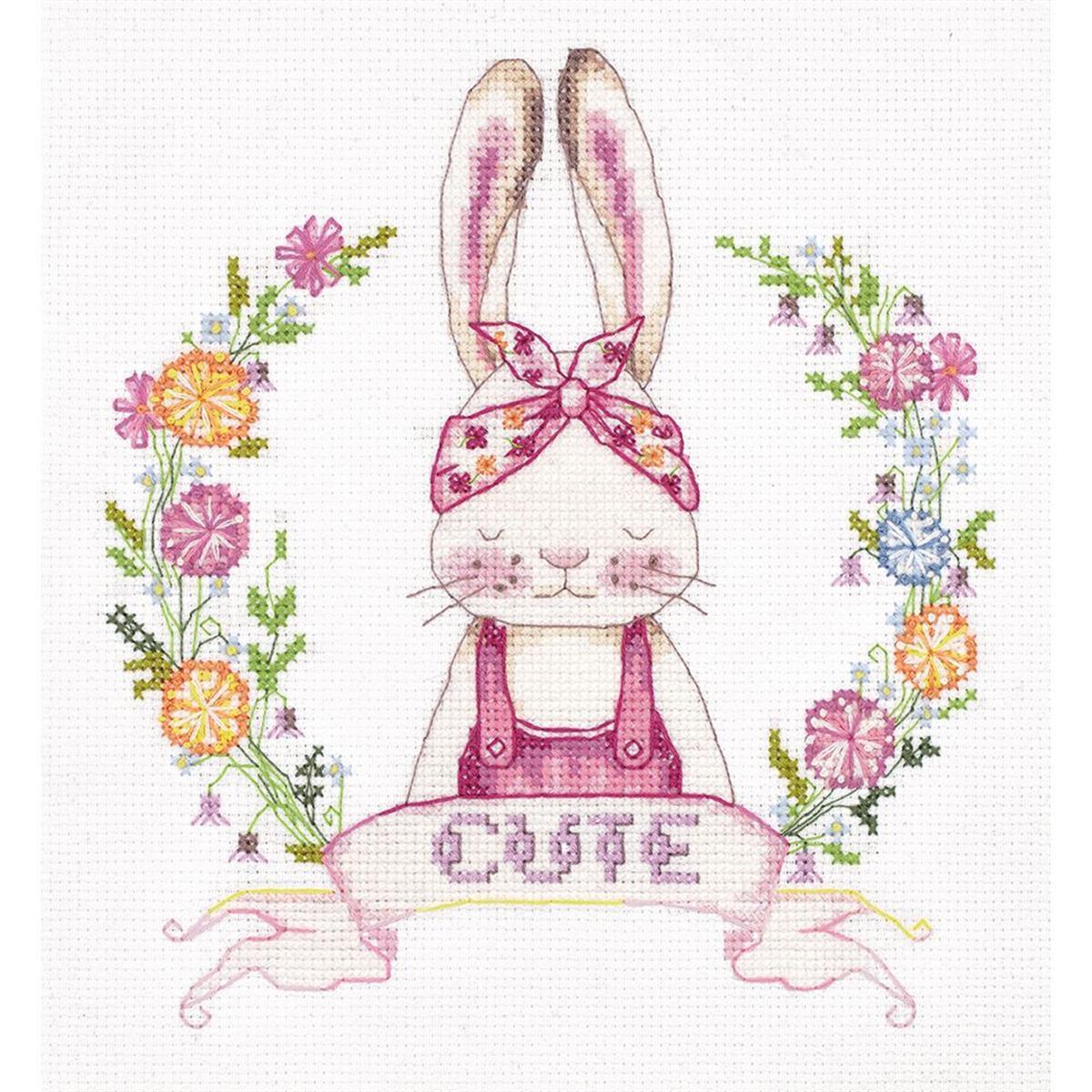 Panna counted cross stitch kit  ""Cute Bunny"", 20.5x21.5cm, DIY