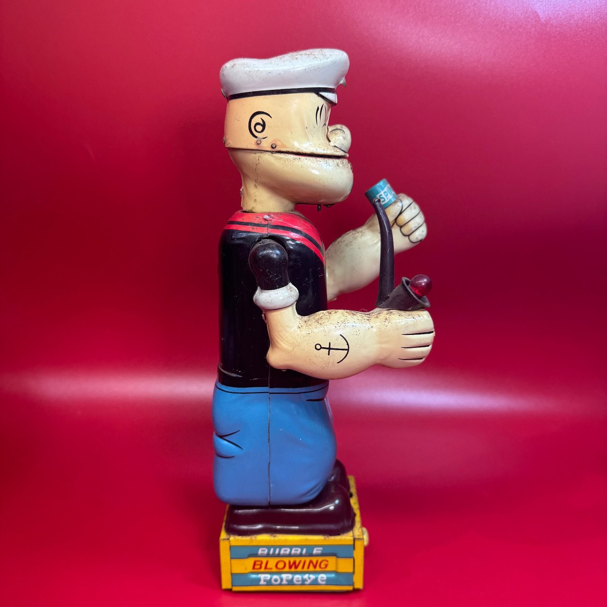 VINTAGE MARX LINEMAR JAPAN TIN LITHO BUBBLE BLOWING POPEYE