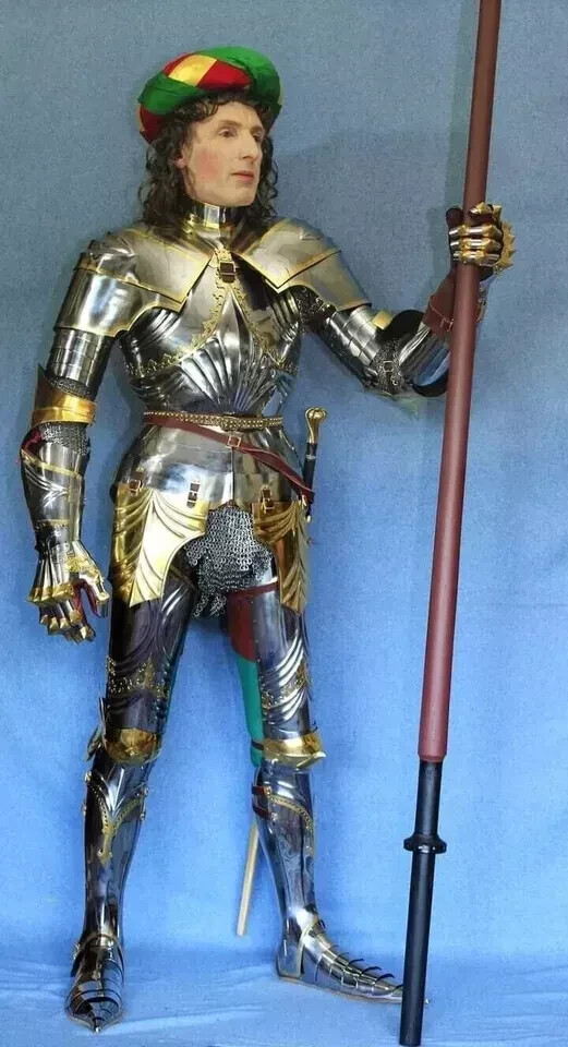 Gothic German Combat Lady Full Body Armor Costume with Helmet