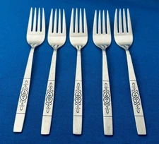 Oneida ROCHESTER Stainless Oneida Blk Acct - Set of 5 Dinner Forks 7 1/4"