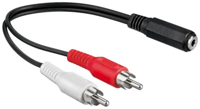 GOOBAY Klinke Cinch Adapter - 3,5mm Klinke Buchse zu 2x Cinch Stecker männlich 20cm