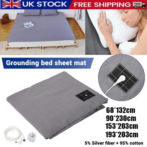 Bed Earthing Sheet Grounding Flat Sheet Mat Improve Sleeping Health with UK Plug